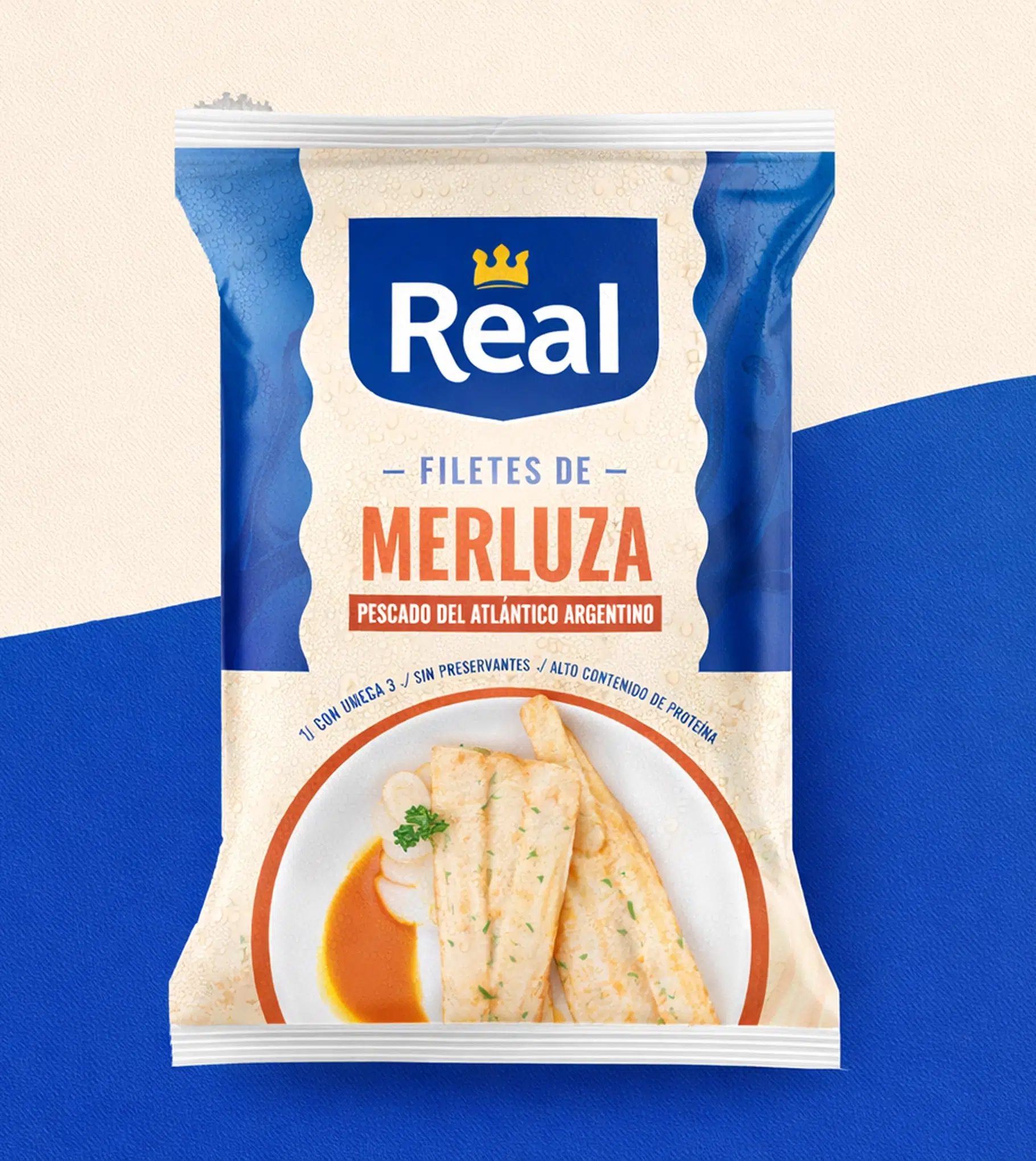 Productos del mar: empaque de filetes de merluza Real de 454 g, listos para preparar.